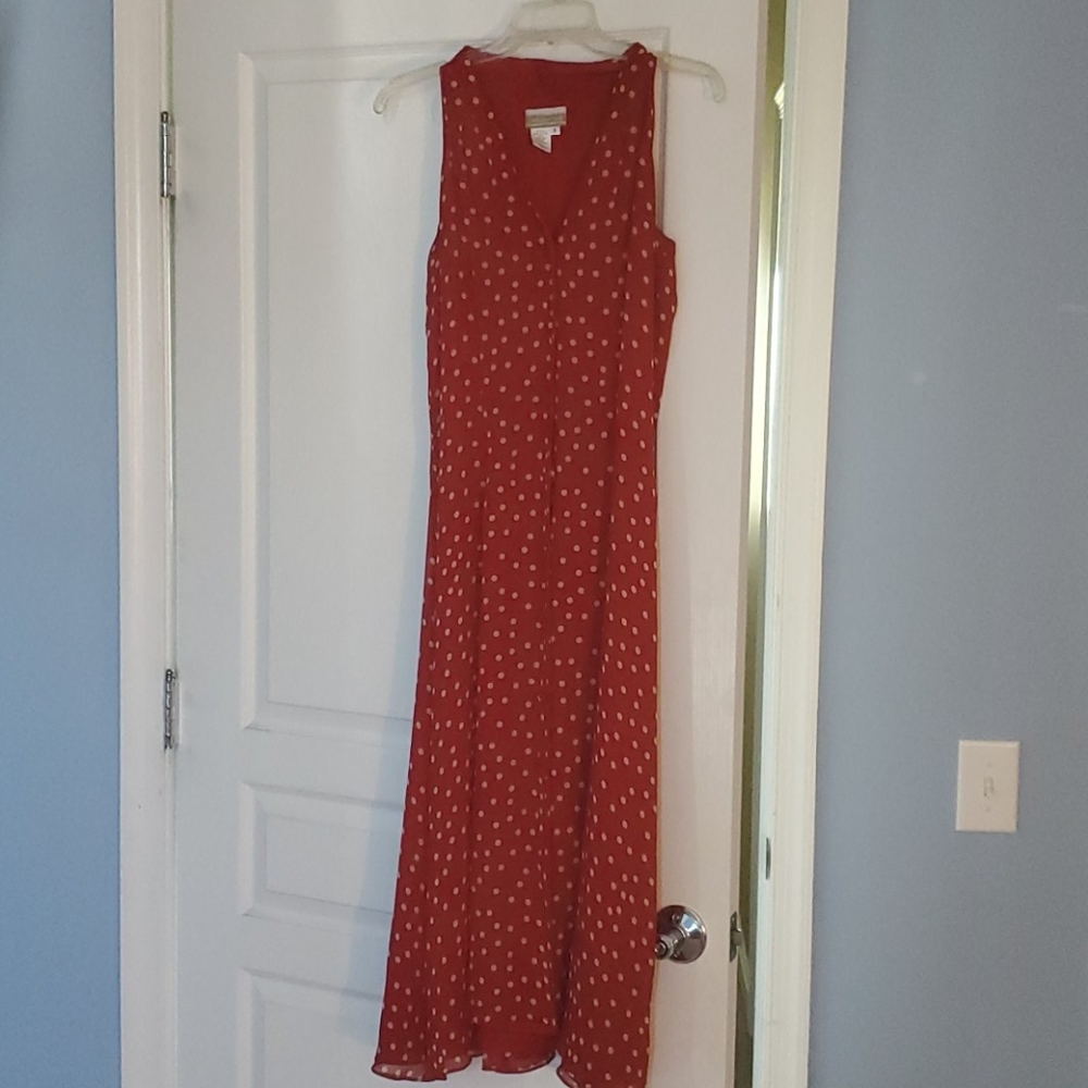Red/white polka dot maxi dress
